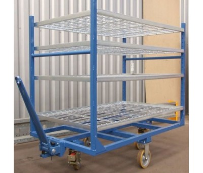 Chariot tractable monotrace à étagères réglables
