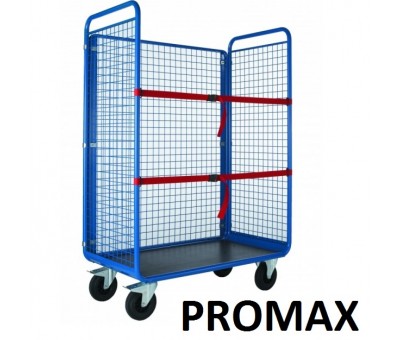 Chariot grillagé type roll 3 côtés avec sangles PROMAX