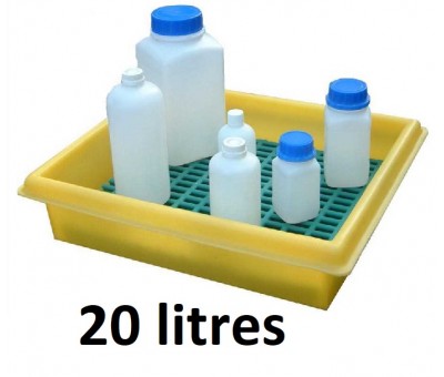 Bac de rétention plastique 20 litres pour laboratoire