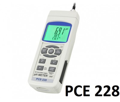 pH mètre portable pour mesure pH / mV / °C PCE-228 kit