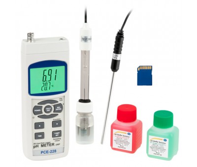 Achat pH mètre portable pour mesure pH / mV / °C PCE-228 kit