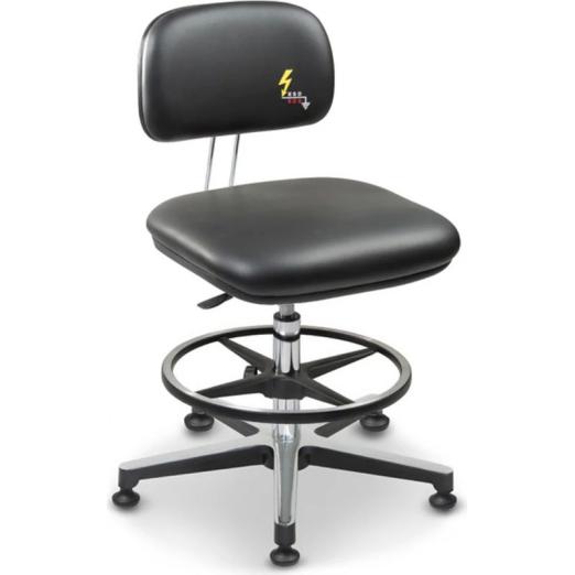 Chaise haute ESD assise cuir conducteur ANT 239EN - SIEGES & COMPAGNIE