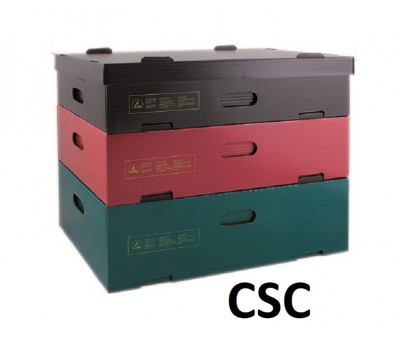 Conteneur antistatique gerbable pour le stockage et l'expédition CSC