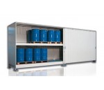 Conteneur de stockage avec rétention pour fûts et IBC -  grande capacité - ESCB MODULAIRE