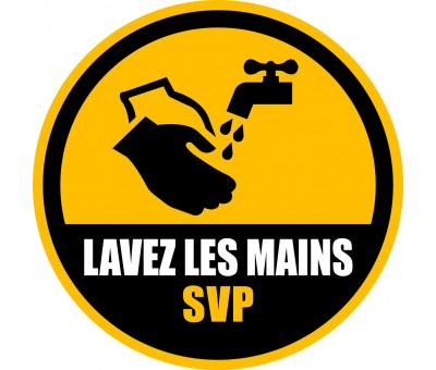 Marquage adhésif au sol : Lavez les mains