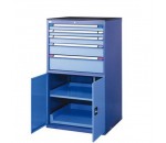 Armoire d'atelier portes battantes + 5 tiroirs - AVMD