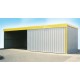 Abri de stockage métallique à toit plat et porte coulissante