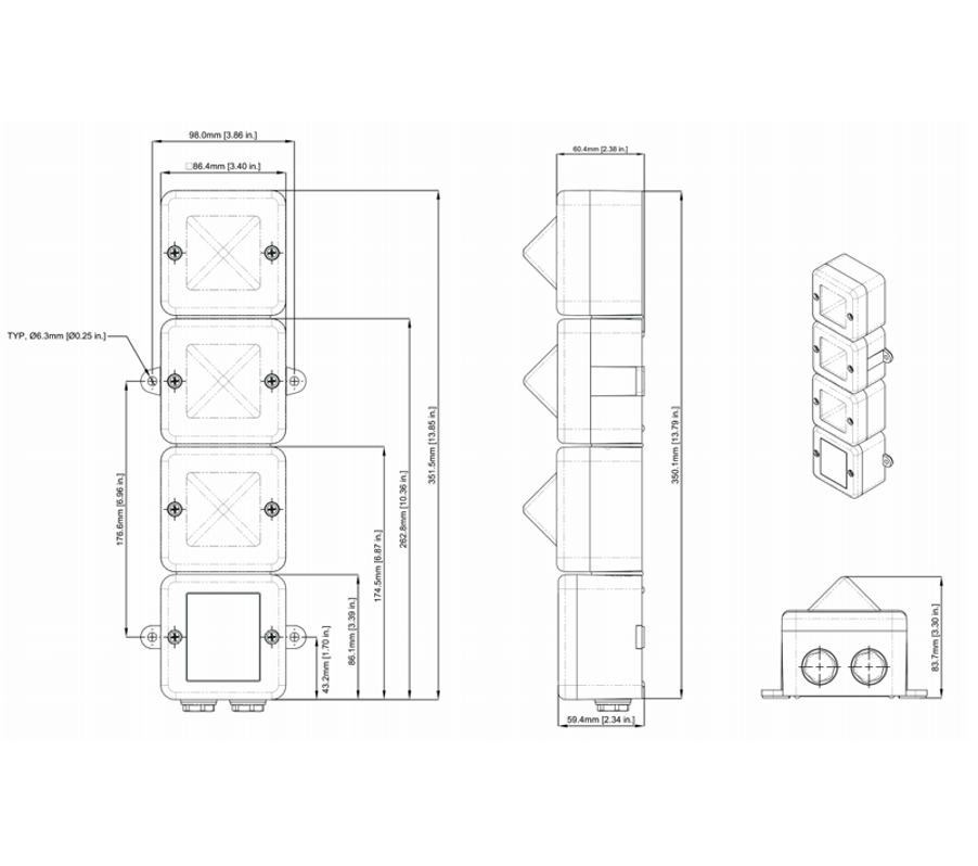 Vente Boitier précâblé pour 3 feux flash ou led IP66 - BRC-L3V2 (ae&t)