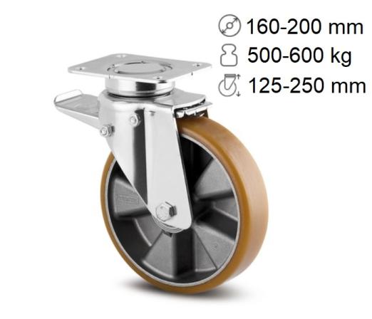 Roulette Delta 500-600 kg à roue polyuréthane Novatech shore A92 / A 80 - industrie - TENTE SAS