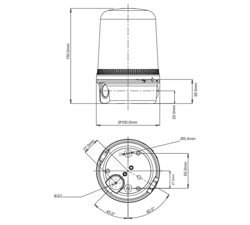 Devis Feu tournant compact haute visibilité pour intérieur / extérieur O300T