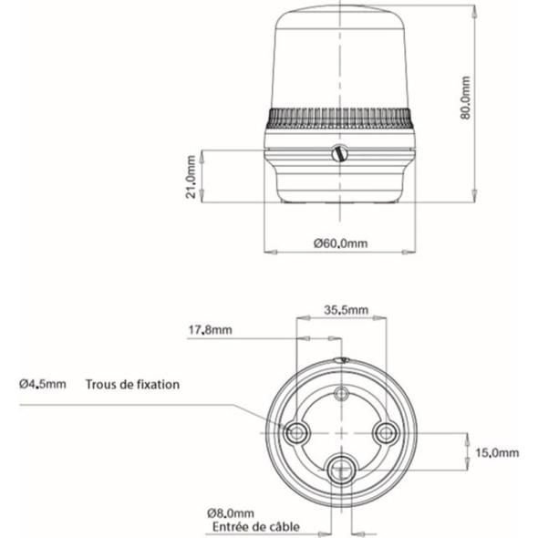 Devis Voyant led industriel fixe fond plat IP65 80xø60mm O200L