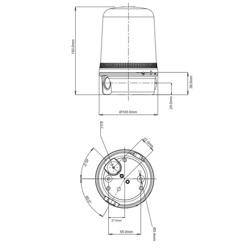 Devis Feu à led industriel multimode  IP65 150xø100mm O300L