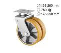 Roulette double polyuréthane coulé Delta Twin + Novatech 750 kg