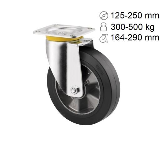 Roulette à bandage caoutchouc Zeta + Elastech 300-500 kg Shore A 67 - sols irréguliers - TENTE SAS