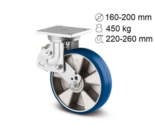 Roulette à suspension à ressort polyuréthane Kappa Flex + Utratech - 450kg - TENTE SAS