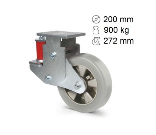 Roulettes à suspension 3 ressorts 900 kg Omikron Flex + Novatech - TENTE SAS