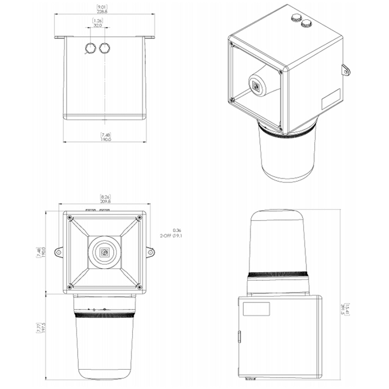 Devis Combinés LED et alarme 113 à 124 dB OPTASON® 64 sons - IP65