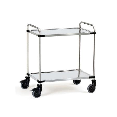 Chariot Inox 2 plateaux à dossier 120 kg