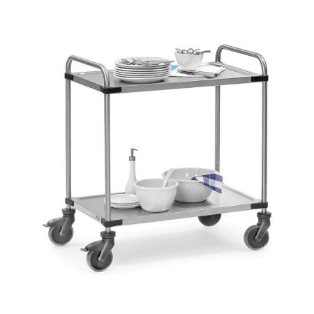 Achat Chariot Inox 2 plateaux à dossier 120 kg