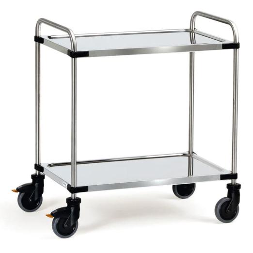 Chariot Inox 2 plateaux à dossier 120 kg - AVMD