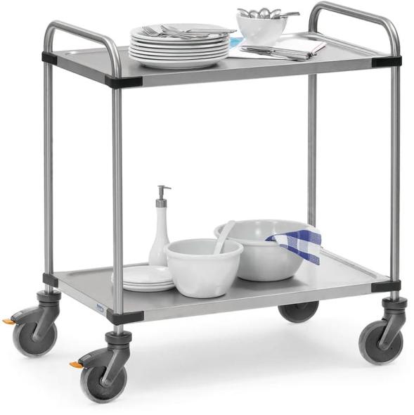 Achat Chariot Inox 2 plateaux à dossier 120 kg