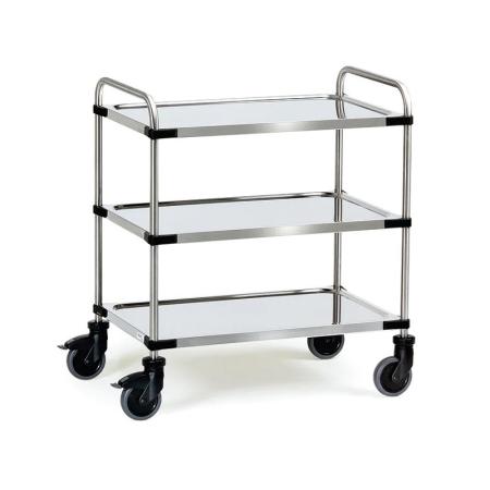 Chariot inox 3 plateaux acier et chrome 150 kg