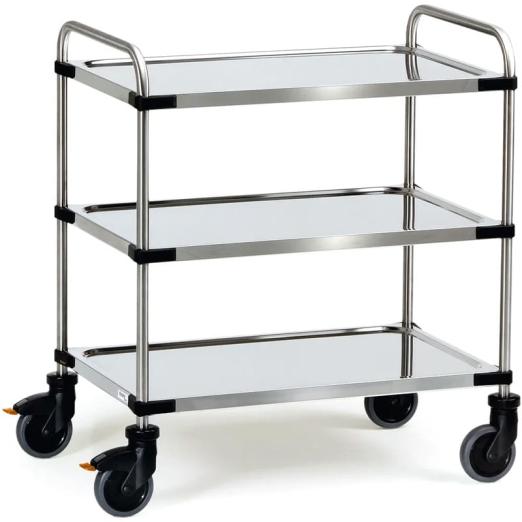 Chariot inox 3 plateaux acier et chrome 150 kg - AVMD