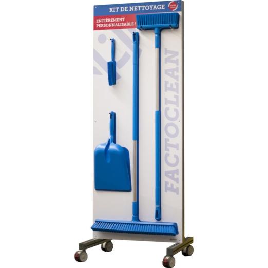 Poste de propreté 5S fixe, sur roulettes ou mural - Kit entretien d'atelier - FACTOPSIS